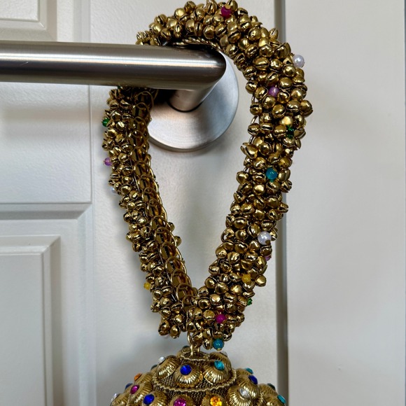 RAMLA Bling Bling Handmade Beaded &‎ Jeweled Gold Evening Clutch Party Purse